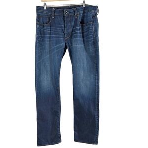 G-Star jeans 3301 Slim Fit Jeans medium denim whiskering distressed 38 x 34